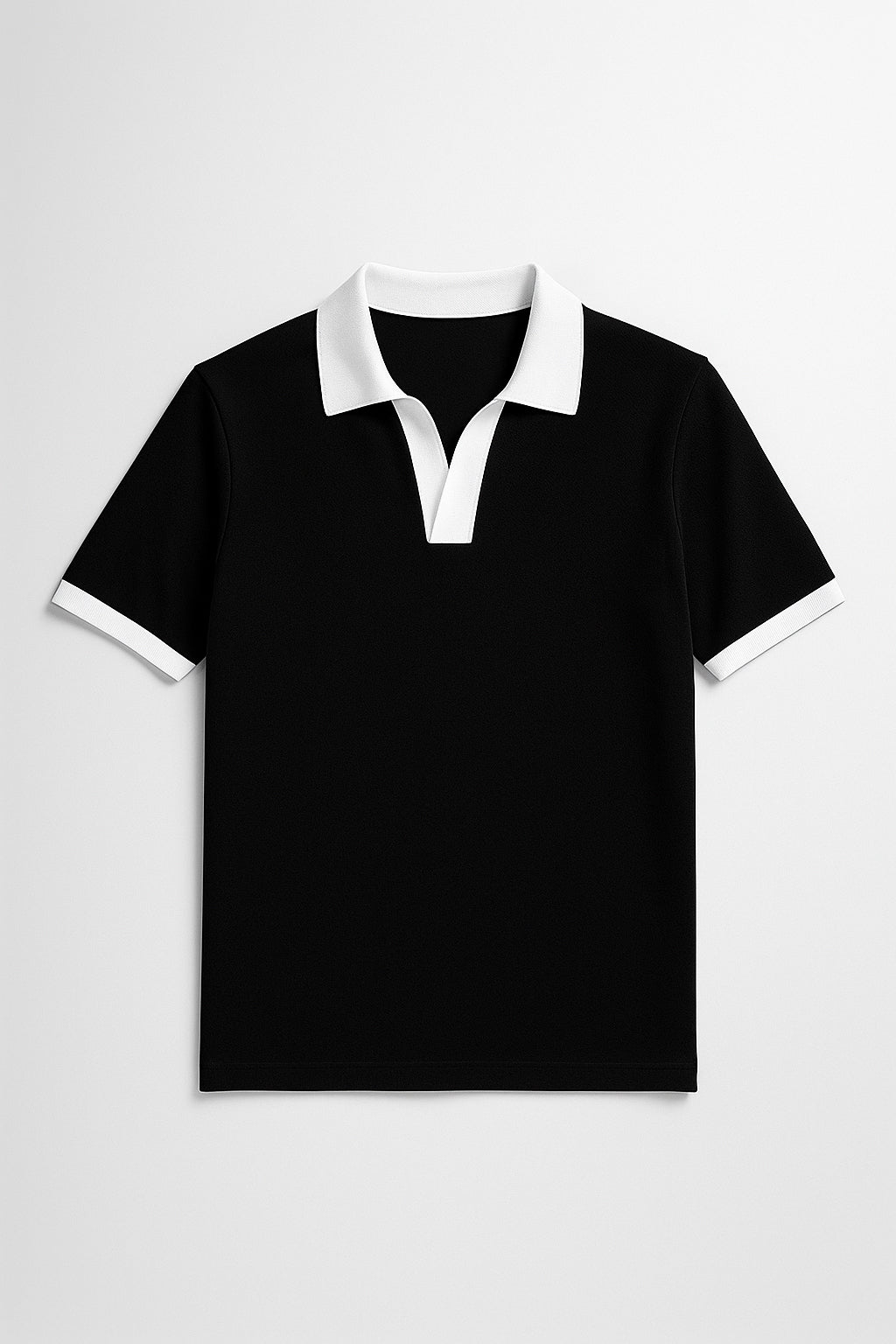 Premimum Polo With White Collar & White Rib-Black