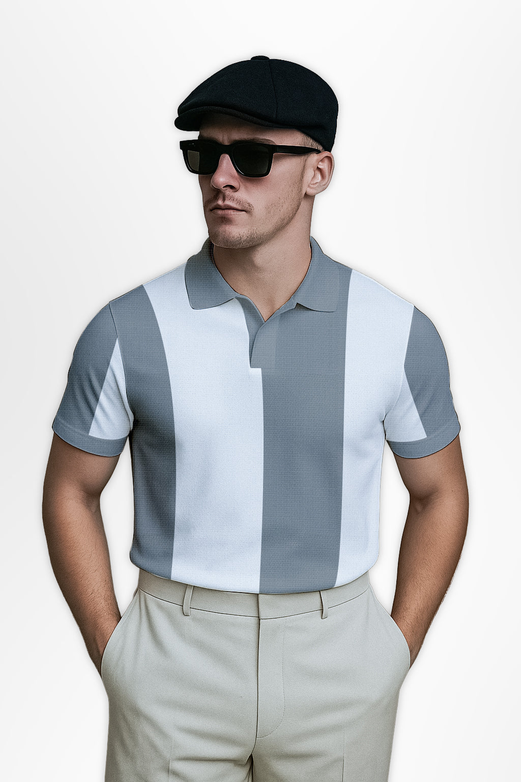 Vintage Riviera Polo - Grey & White